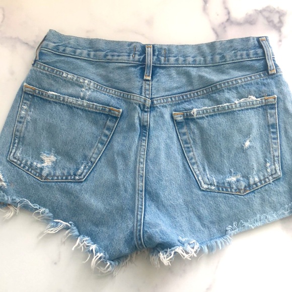 Agolde Parker Cut Off in Swapmeet Mid-Rise Button Fly Denim Shorts Size … - Picture 5 of 15